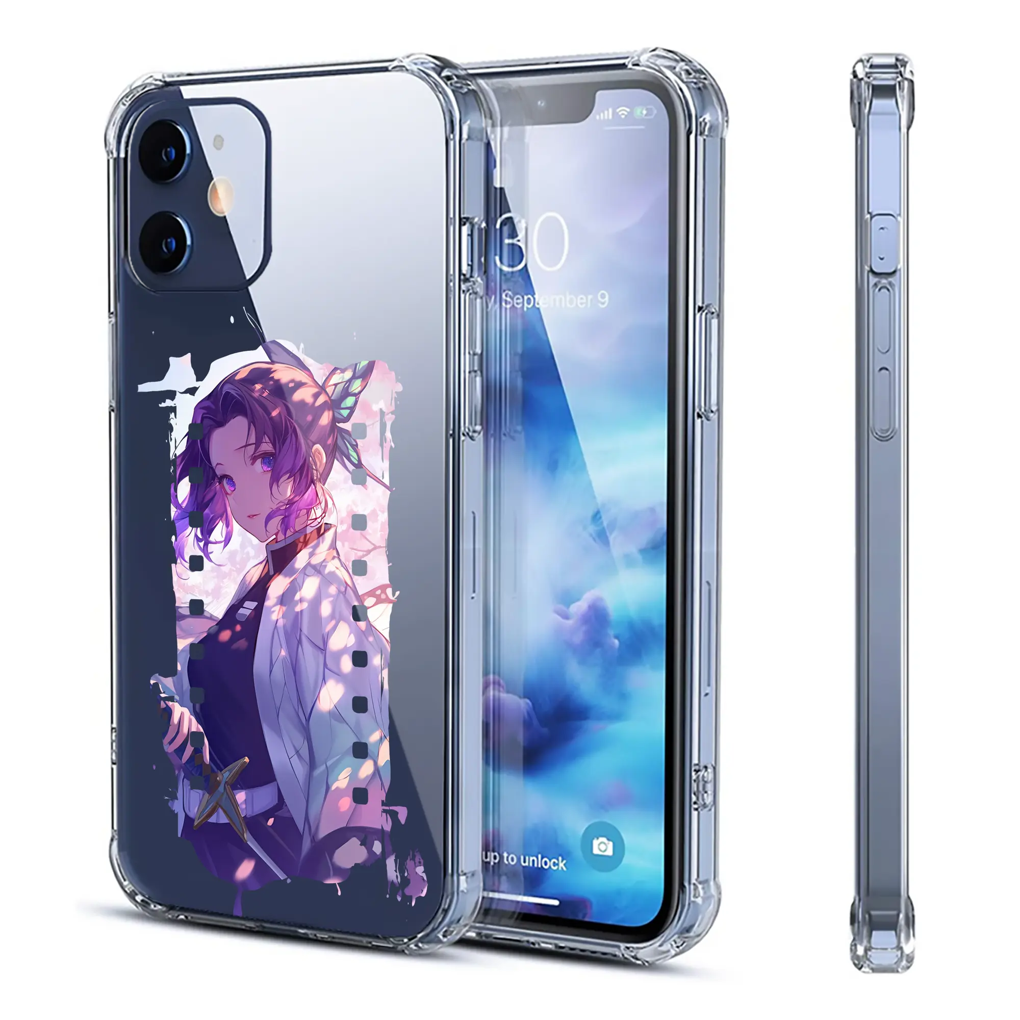 鬼滅の刃 グッズ,胡蝶 しのぶ - IPhone 12シリーズ対応 ・ 透明スマホケース ・ クリアソフトケース ・ TPU素材 ・ 耐衝撃 ・ 高密着 ・ 防汚 防指紋 ・ 簡単着脱